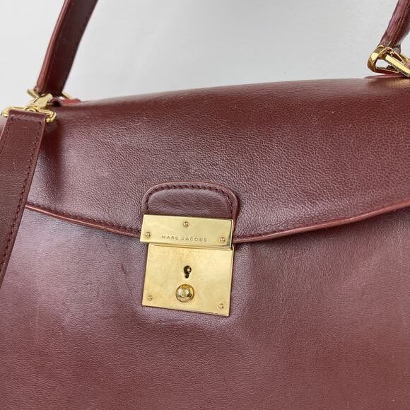 Marc Jacobs Bordo Handbag Leather Italy Satchel Suede Brown Burgundy ITALY - Picture 3 of 14